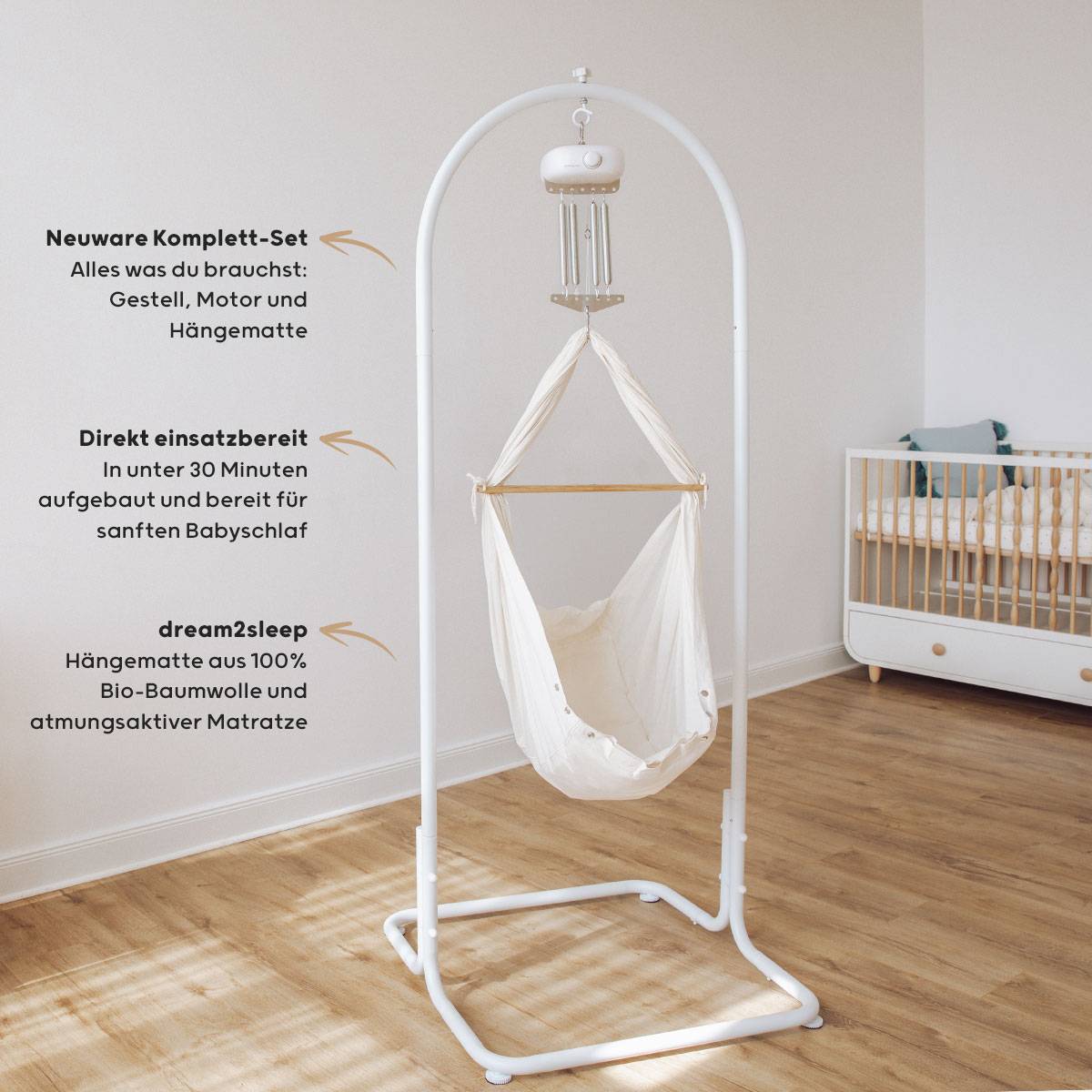 swing to sleep hängematte anleitung heia Federwiegen Wunsch-Set mit Federwiegen Motor 🎉